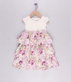 Vestido creme e rosa