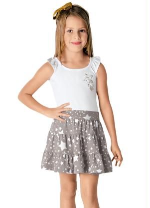 BLUSA E SAIA INFANTIL BRANDILI (BRANCO)