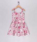 Vestido floral rosa e marrom