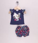 Conjunto de 2 pçs azul marinho e vermelho