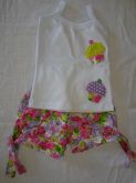 Blusa 100% algodão com bordado e short