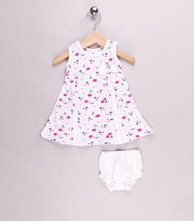 Vestido rosa e branco com calcinha